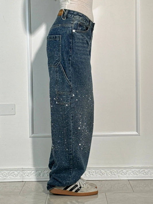 Sabrina™ | Jeans anchos de balón con brillo